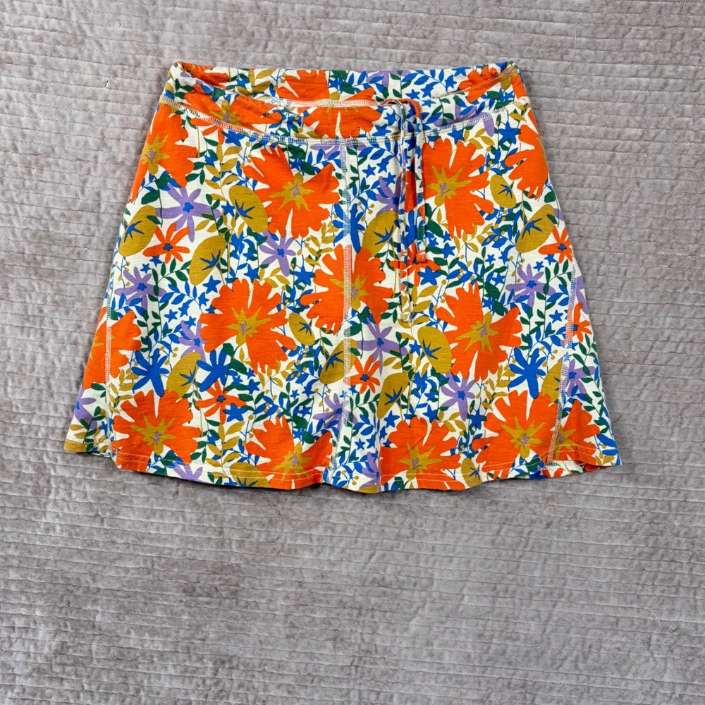 Toad&Co Seleena Skort Womens Medium Orange Floral Tencel Cotton Active T1842801